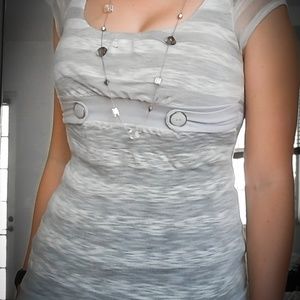 Grey Striped T shirt with Fitted Bottom